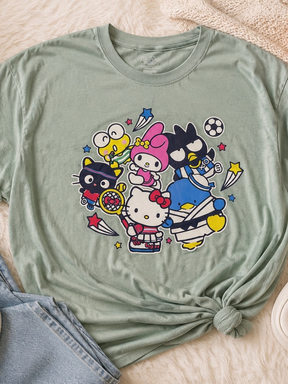 Sage Green Hello Kitty & Friends Graphic Tee